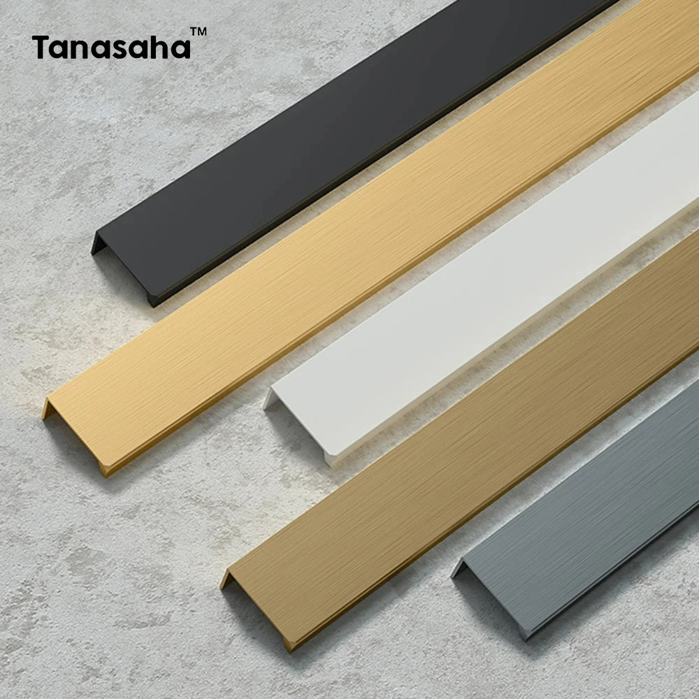 Hidden Handles for Furniture Kitchen Cabinet Handles Dresser Drawer Knobs Aluminum Alloy Wardrobe Cupboard Door Handle Hardware