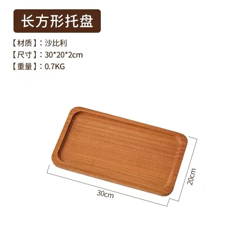 Large round Wooden Food Tray Serving Plate Waterproof l Wood Dert Plate Fruit Tray Wood Crt Decorative Item