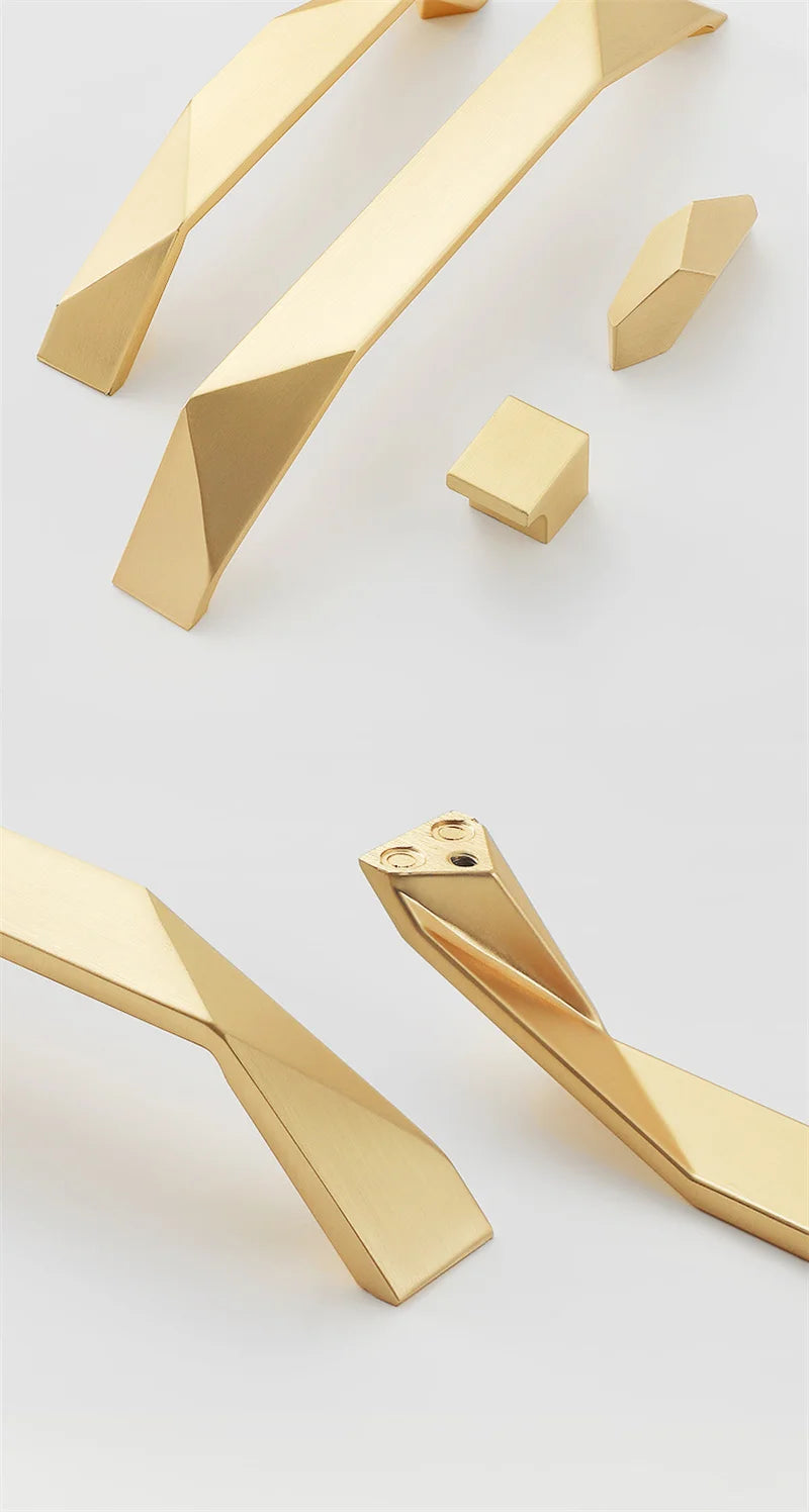 Modern Simple Geometric Design Golden Cabinet Handles Gray Drawer Knobs Kitchen Cupboard Door Handles Furniture Handles Hardware