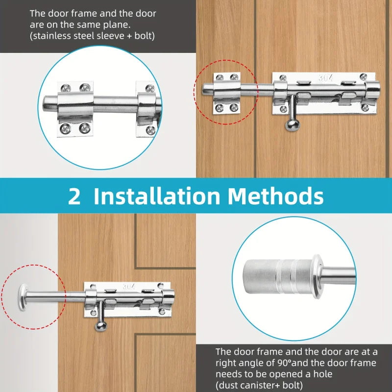 Sliding Bolt Latch Hardware：Cylindrical Bolt Latch，Heavy Solid 304 Stainless Steel，Black Surface，Applicable  Outdoor Latches