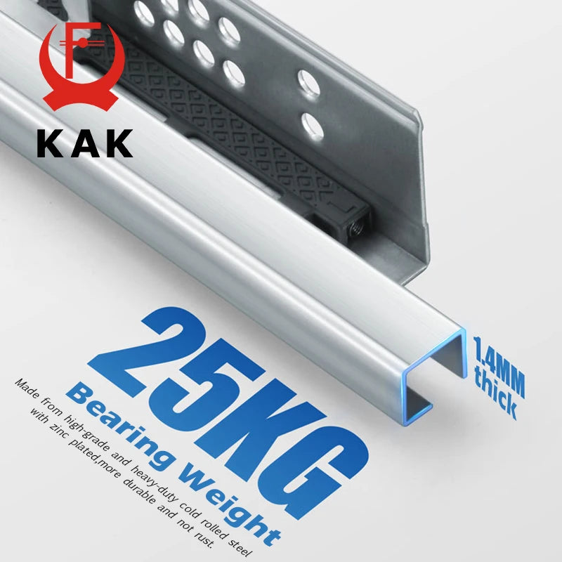 KAK 10"-20" Under Mount Drawer Slide Rails Soft Close 2 Section Hidden Rail Tracks 25KG Drawer Runner Hydraulic Damper Buffer