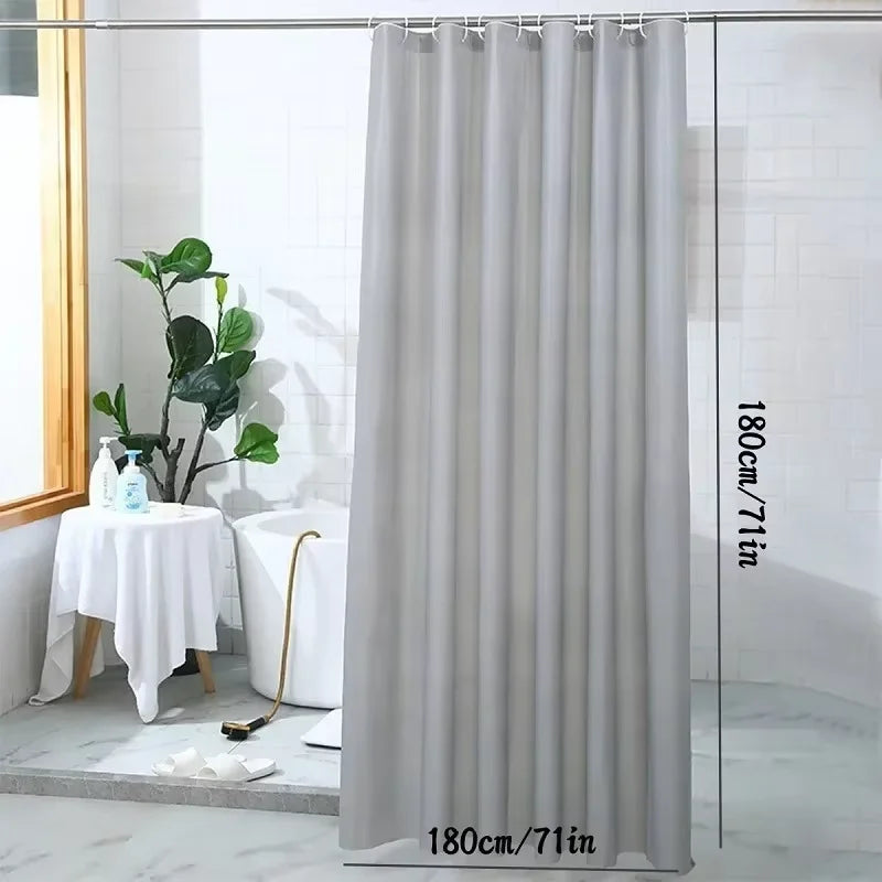 Waterproof Shower Curtain Home Bathroom Curtain Wave Window Tulle with Hooks Heavy S Fold Wavy Shower