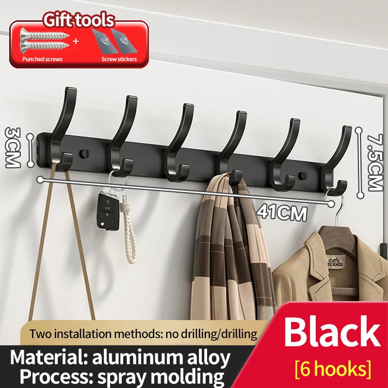 no drill Holes One Row Hangers Kitchen Towels Clothes Hats Toilet Towel Rack Storage Wall Mounted Door Back Rod Hook