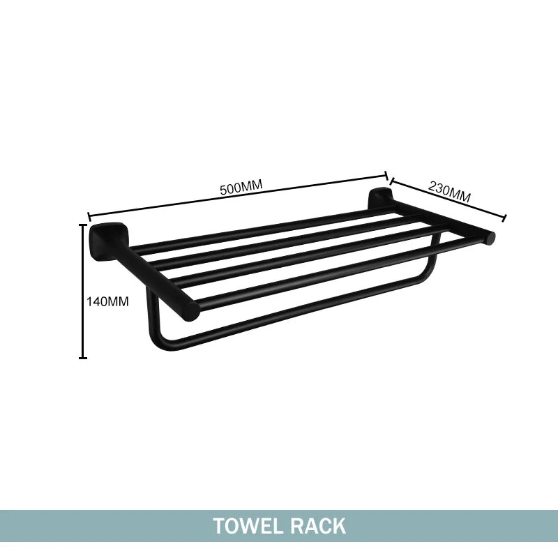 Matte Black Bathroom Accessories Set Wall Mount Stainless Steel Clothes Hook Toilet Paper Holder Towel Bar Hardware Pendant