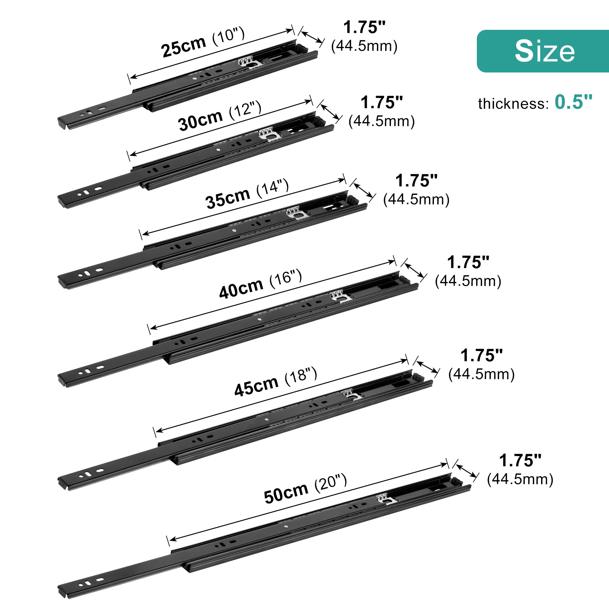 Drawer Rail 10~20Inch Stainless Steel Ball Bearing Slides Drawer Sliding Track 3-Section Full Extension Cabinet Furniture Slides