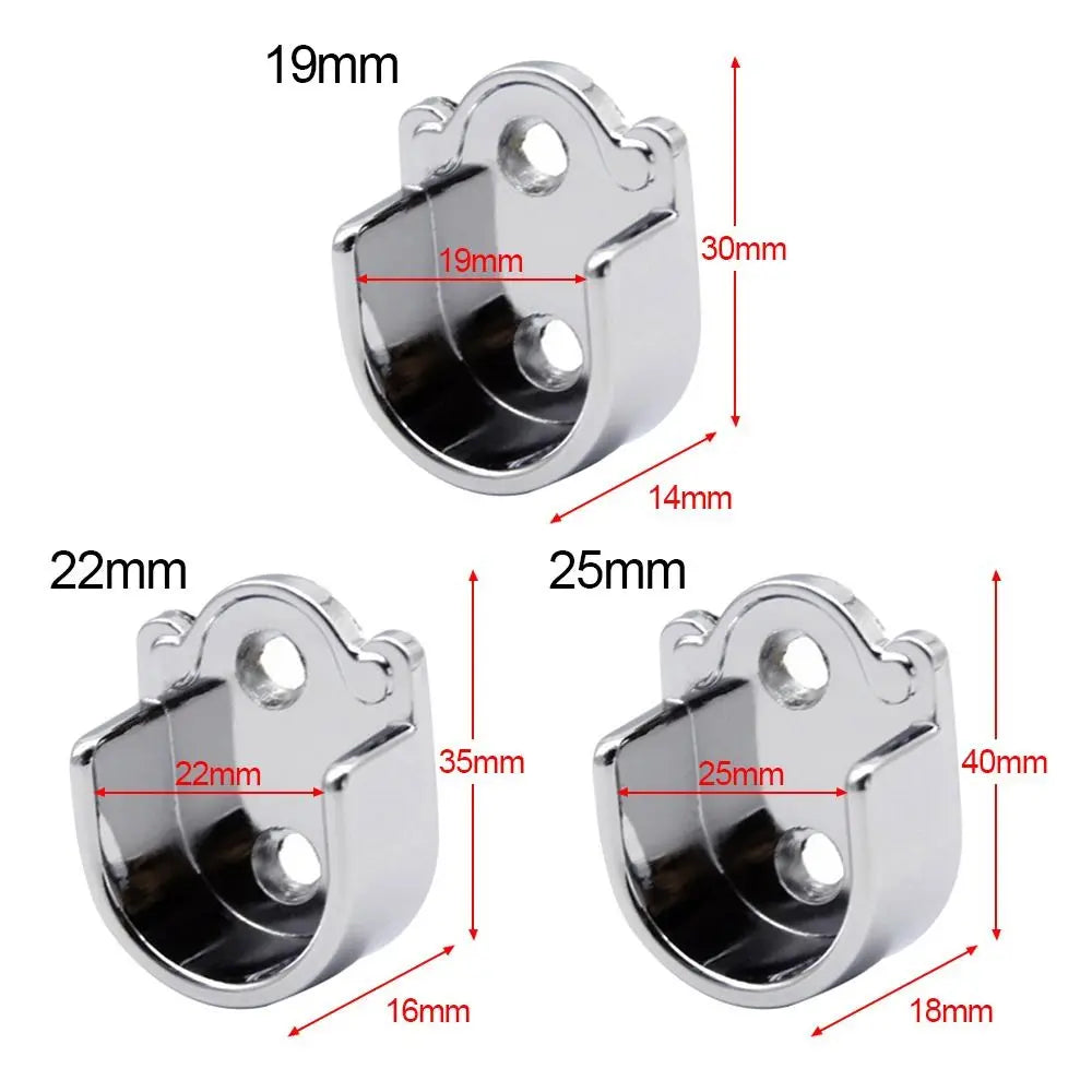 4PCS Bedroom U Shaped Closet Rod 19/22/25mm Shower Curtain Curtain Rod Bracket Flange Rod Holder Rail Holder Clothes Hanging