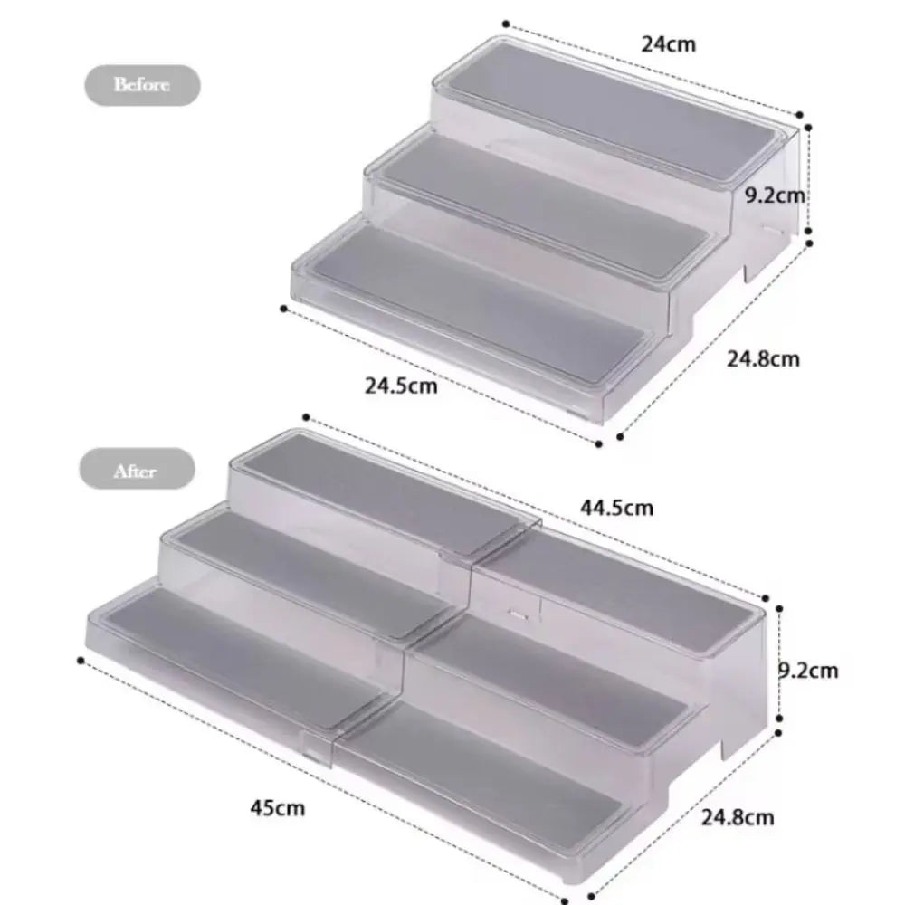 3 Tier Expandable Spice Rack Visible Adjustable Expandable Step Shelf Kitchen Organizer Multi Functional