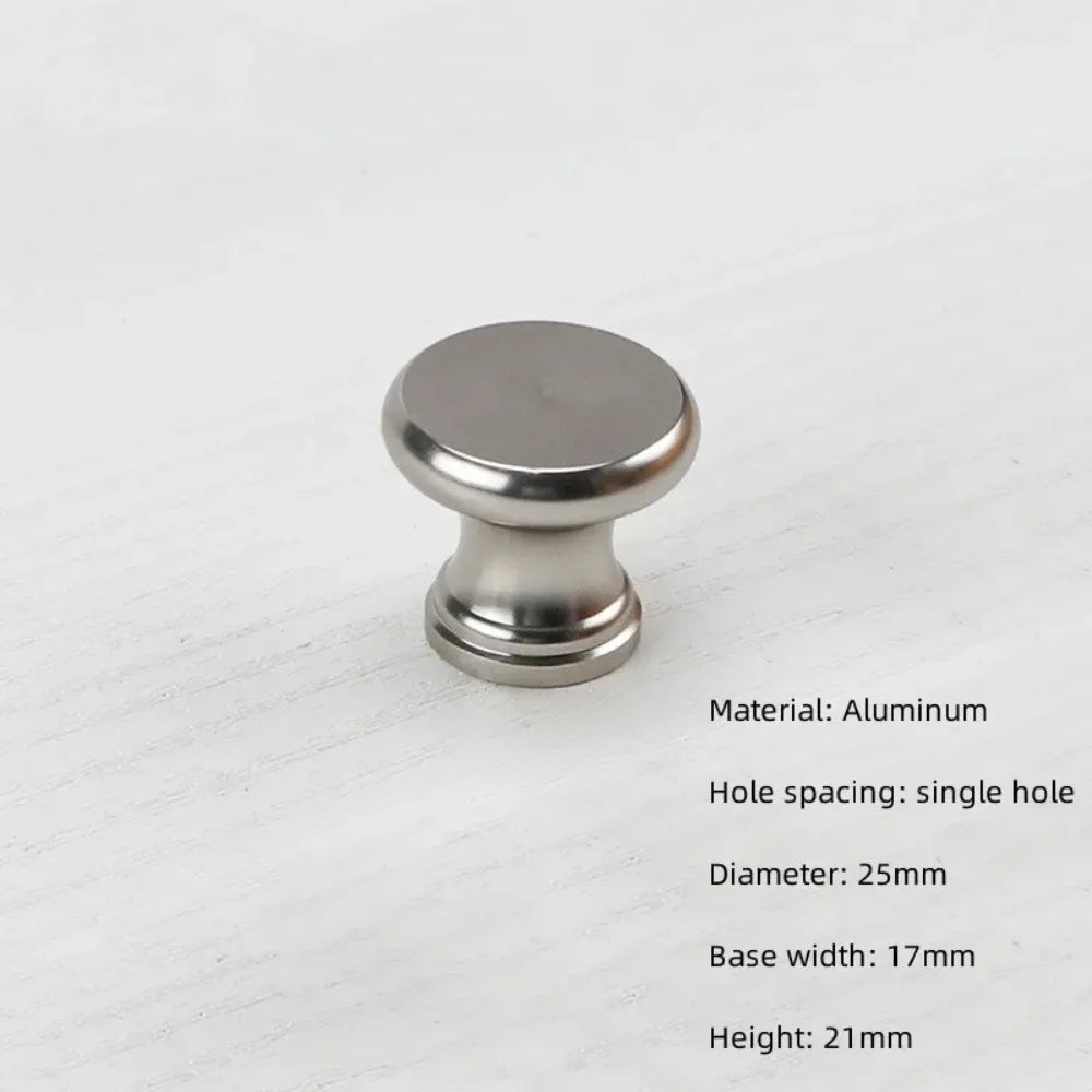 Round Knob Single Hole Furniture Handle Silver Modern Cabinet Pulls Space Aluminum Convenient Furniture Knobs Drawer