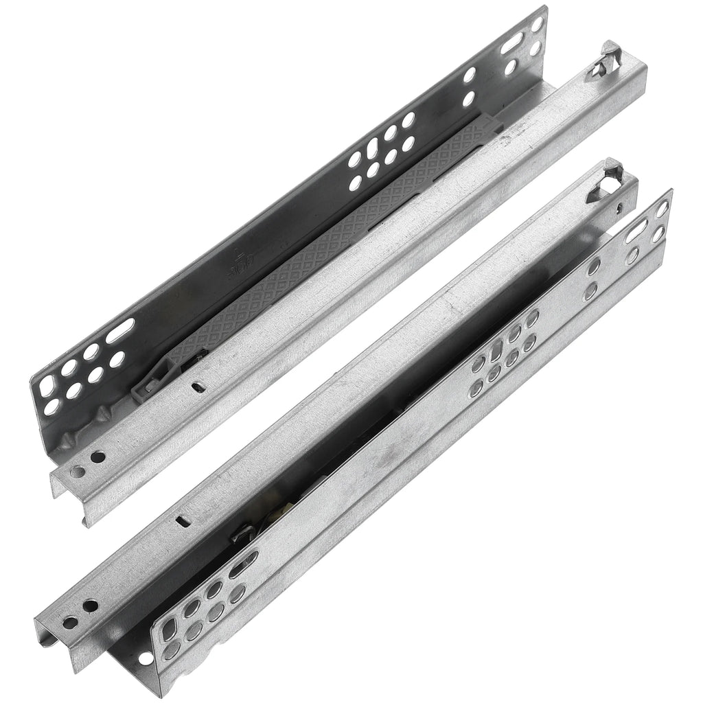 2 Pcs Two Section Slide Rails Drawer Runner Hidden Bottom Track Cold Rolled Steel Thickened Sheet Durable Mute Buffer Cabinet