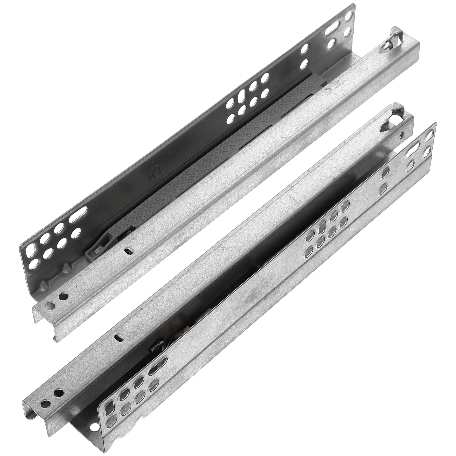 2 Pcs Two Section Slide Rails Drawer Runner Hidden Bottom Track Cold Rolled Steel Thickened Sheet Durable Mute Buffer Cabinet