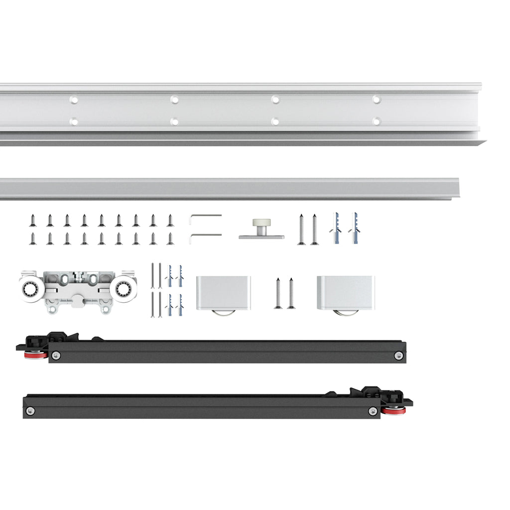 38" Hidden Sliding Barn Door Hardware Track Kit,Floating Soft Closing Interior Wall Mount Track Rolling Set,No Floor Rail