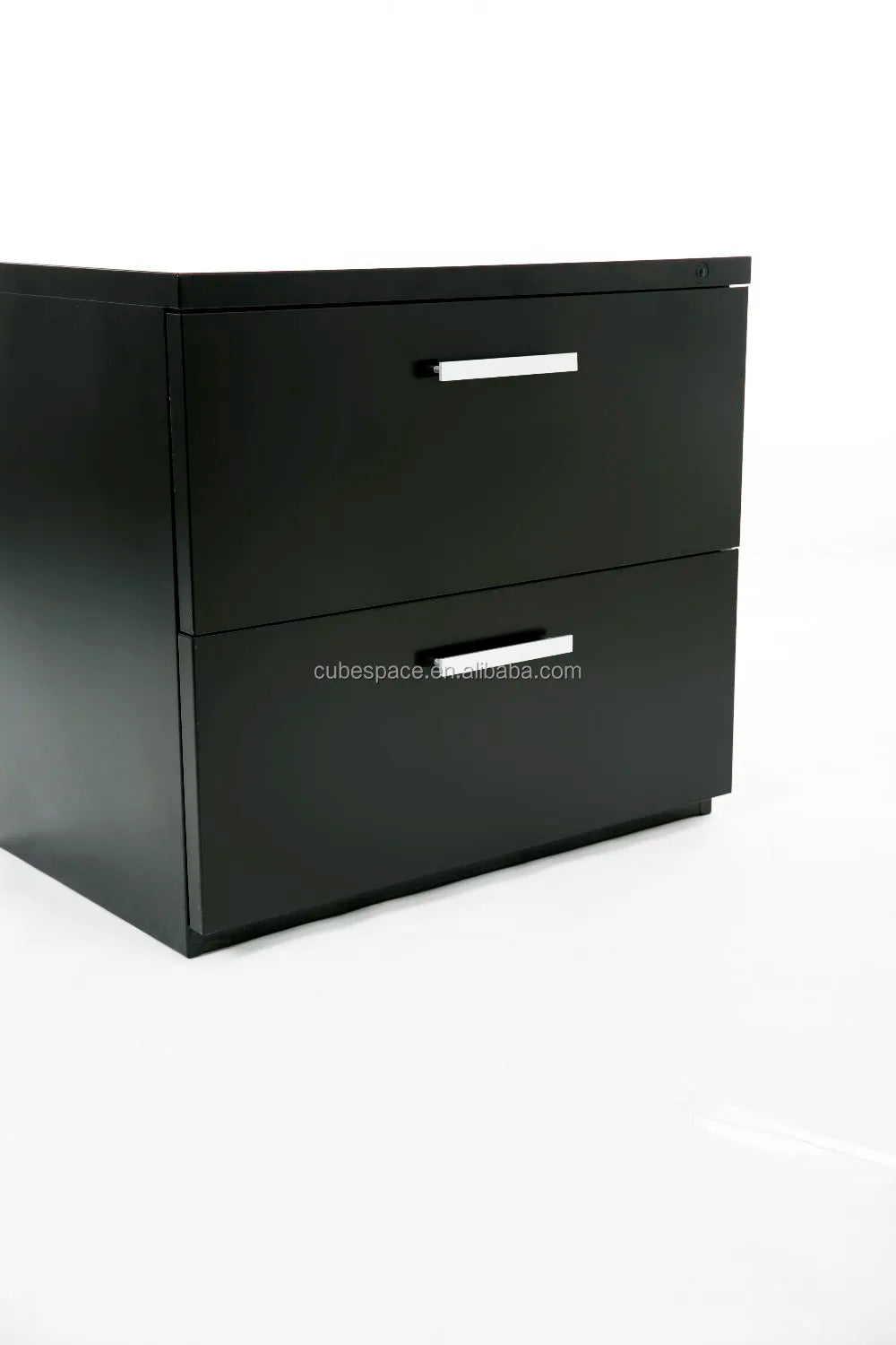 Modern 2 Tier 2 Drawer Steel Black Lateral File Cabinet With Handle With Fire And Moisture-proof For Home Office Furniture