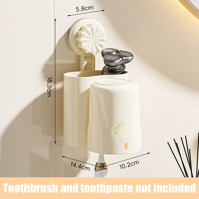 Bathroom Shelves Wall Mount Toothbrush Toothpaste Holder Suction Cup Storage Rack Toiletries Organizer Bathroom Accessories