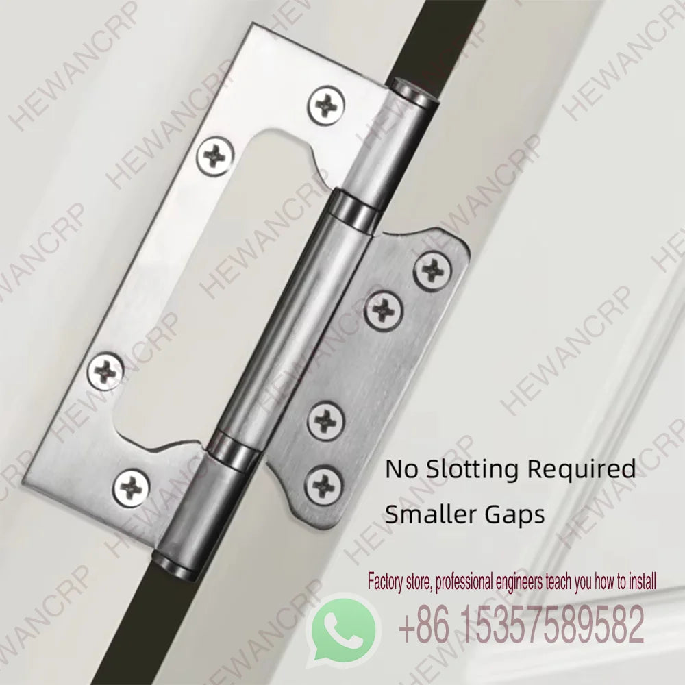 2pcs Heavy-Duty Stainless Steel Door Hinges Thickened Waterproof Rust-Resistant Silent Closing Thick Bearings Brushed Finish