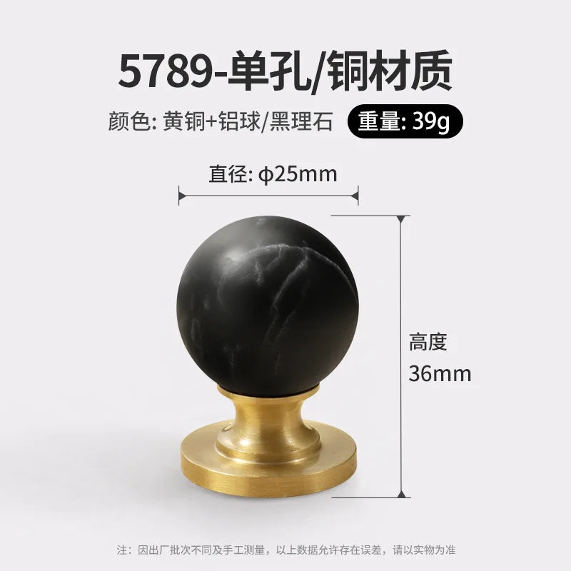 Brass Kitchen Cabinet Handles White Black Ball Drawer Knobs Modern Simple Wardrobe Cupboard Pulls Marble Furniture Handles