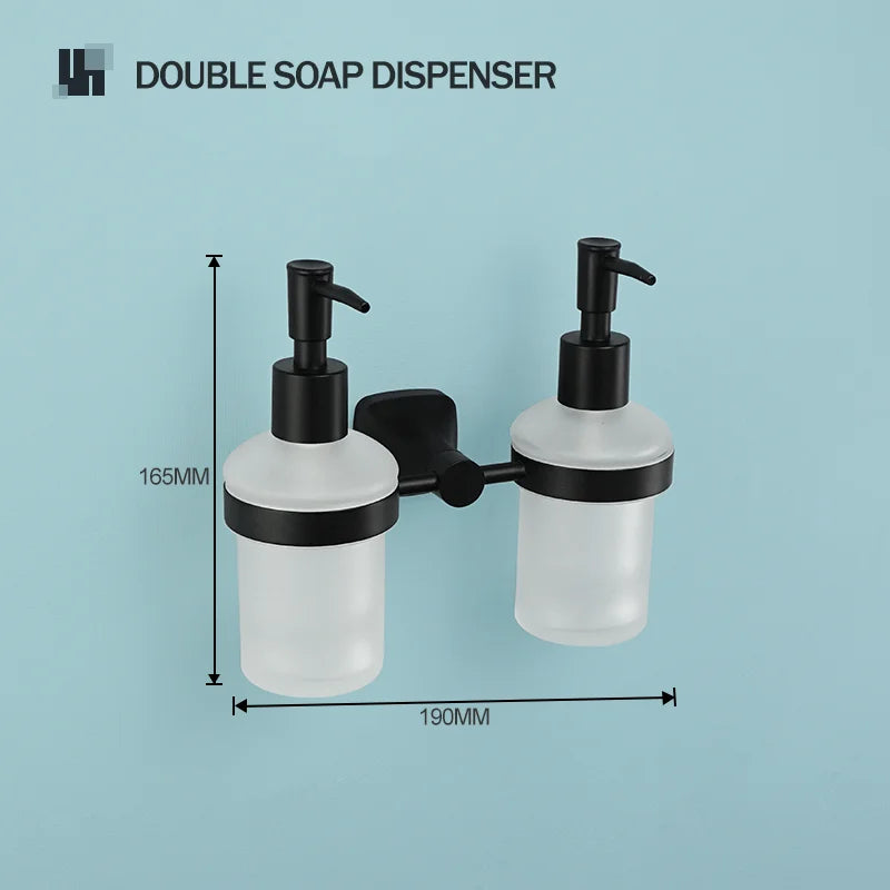 Black Bathroom Accessories Stainless Steel Wall Mounted Bath Towel Holder Robe Hook Toilet Brush Paper Towel Holder Pendant