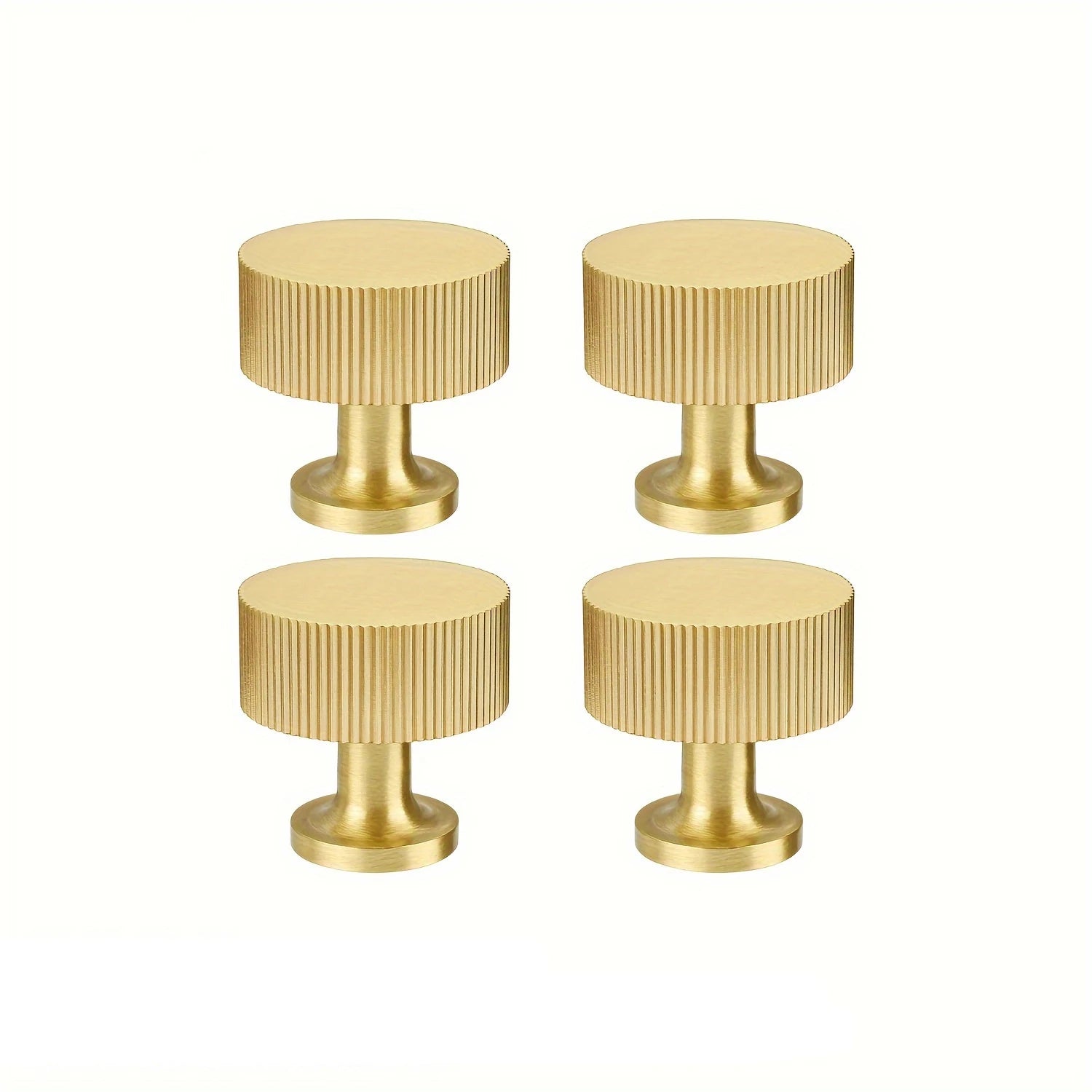 Retro Brass Cabinet Knobs, Elegant Ribbed Handles for Drawers Dressing Tables Modern Golden Metal Cabinet Pulls for Home