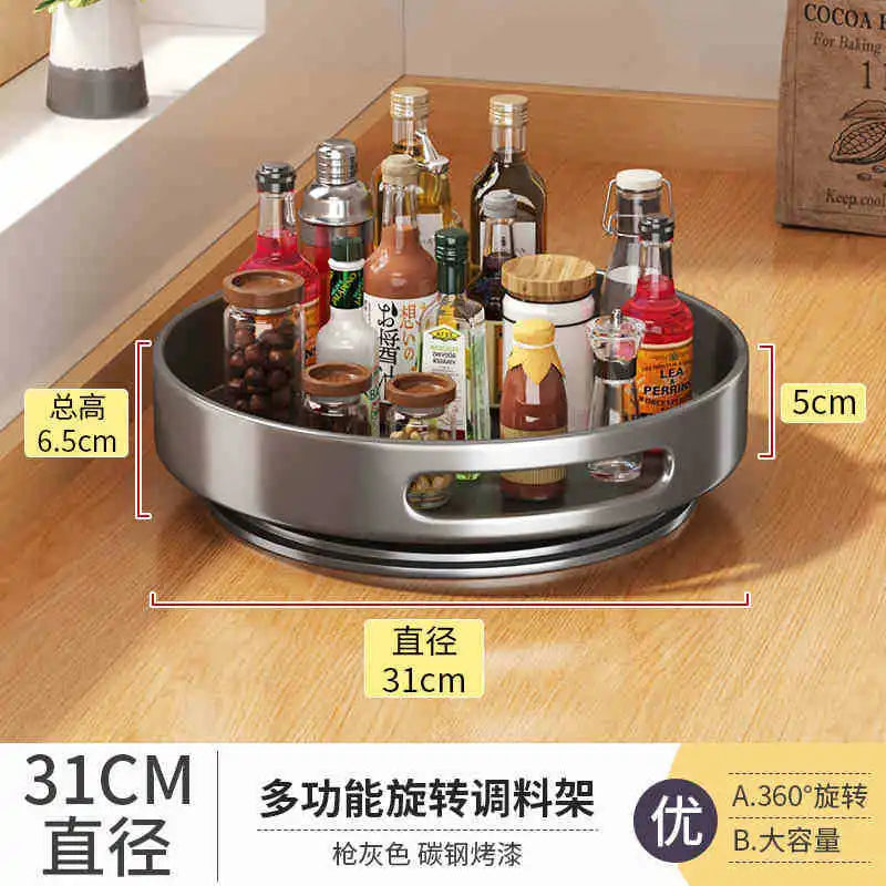 Rotatable Kitchen Spice Rack Multi-Tier Countertop Seasoning Organizer with Movable Turntable for Spice Jars Boxes