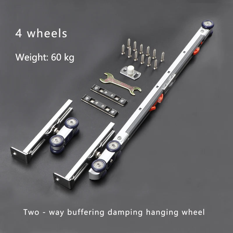 Sliding Door Track Slideway Solid Wood Folding Sliding Door Sliding Rail Hanging Rail Slow Lifting Wheel Hanging Door Guide Rail