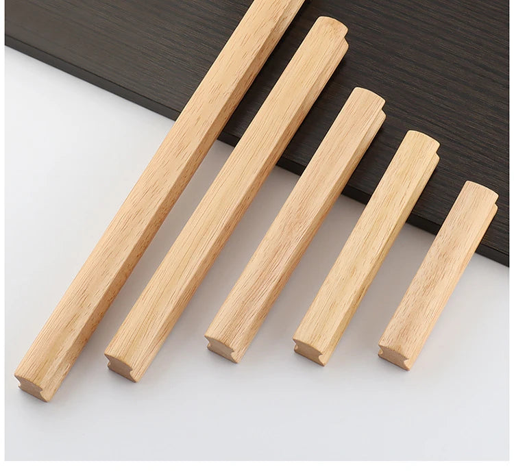 Cabinet Doors Cabinets Drawers Solid Wood Handles Minimalist Beech Wood Walnut Wood Wardrobe Wooden Furniture Handles