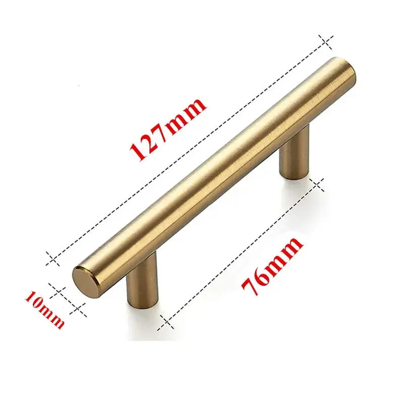 T Modern Minimalist Handles Brushed Brass Gold Cabinet Door Handles Zinc Alloy Bath Drawer Handles Kitchen Furniture Hardware