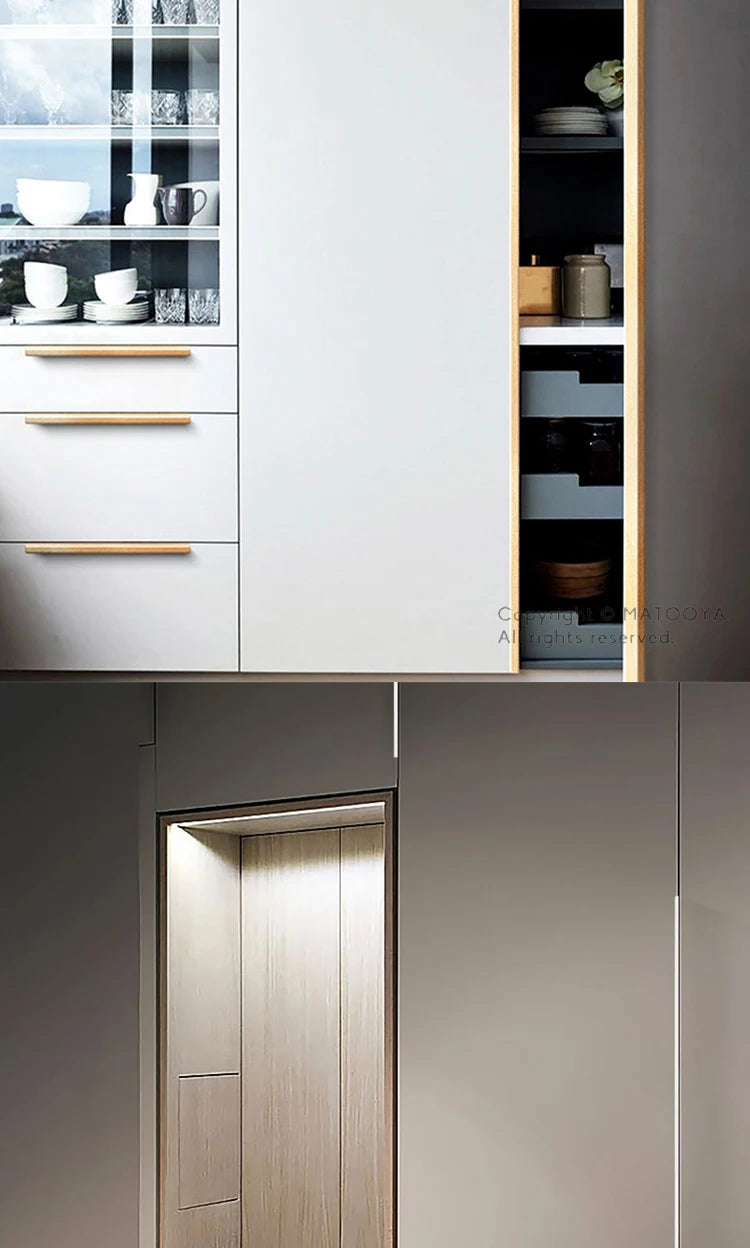 Hidden Handles for Furniture Kitchen Cabinet Handles Dresser Drawer Knobs Aluminum Alloy Wardrobe Cupboard Door Handle Hardware