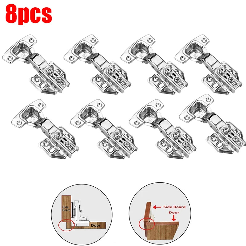 2-20Pcs Stainless Steel Cabinet Door Hinges Hydraulic Damper Buffer Soft Close Quiet Wardrobe Door Concealed Hinges with Screws