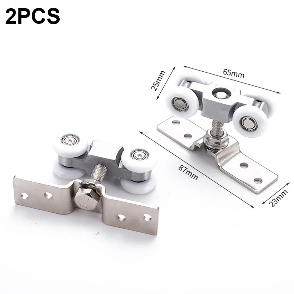 2pcs Sliding Door Roller Hardware Slide Doors Pulley 4-Wheels Glass Door Hanging Rail Track Pulley Silent Nylon Wheels