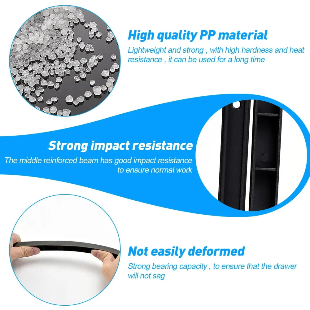 10Pcs Drawer Runners Replacement Draw Rail Plastic Drawer Slides 298mm Keyboard Cabinet Cupboard Draw Runners Furniture Hardware