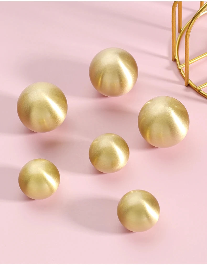 Brass Round Ball Furniture Handles Drawer Knobs Cabinet Gloden Wardrobe Door Pulls  Modern Minimalist Bathroom cabinet