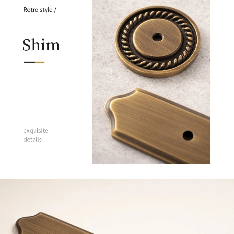 Santaya Antique Brass Cabinet Handles With Backplate Solid Bronze Wardrobe Pulls Kitchen Cupboard Door Knobs Furniture Handle