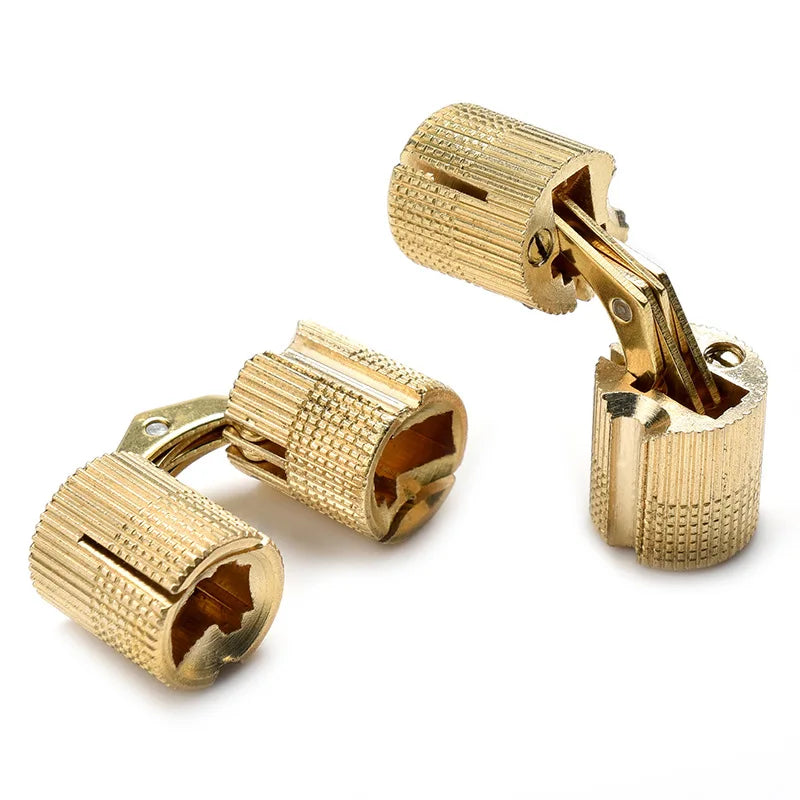 2PCS 8mm-18mm coppers barrel hinges,cylindrical and hidden, are concealed and invisible cabinet hinges for furniture hardware.