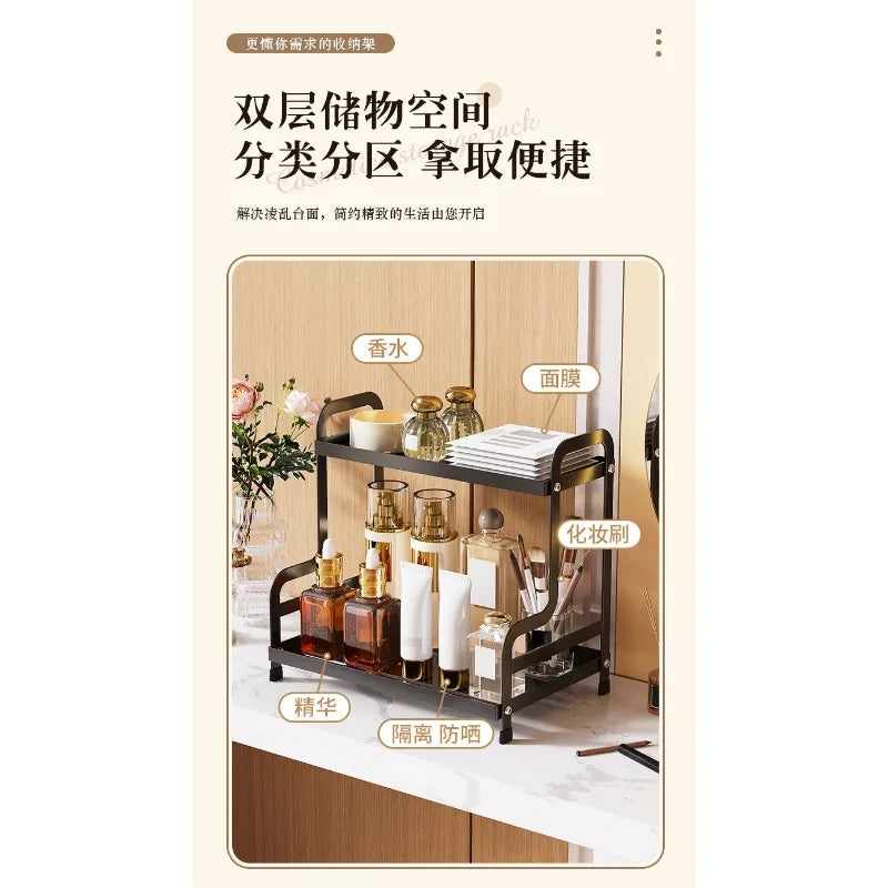 2 Tier Under Sink Organizer Sliding Cabinet Basket Organizer Storage Rack with Hooks Hanging Cup Bathroom Kitchen Organizer New