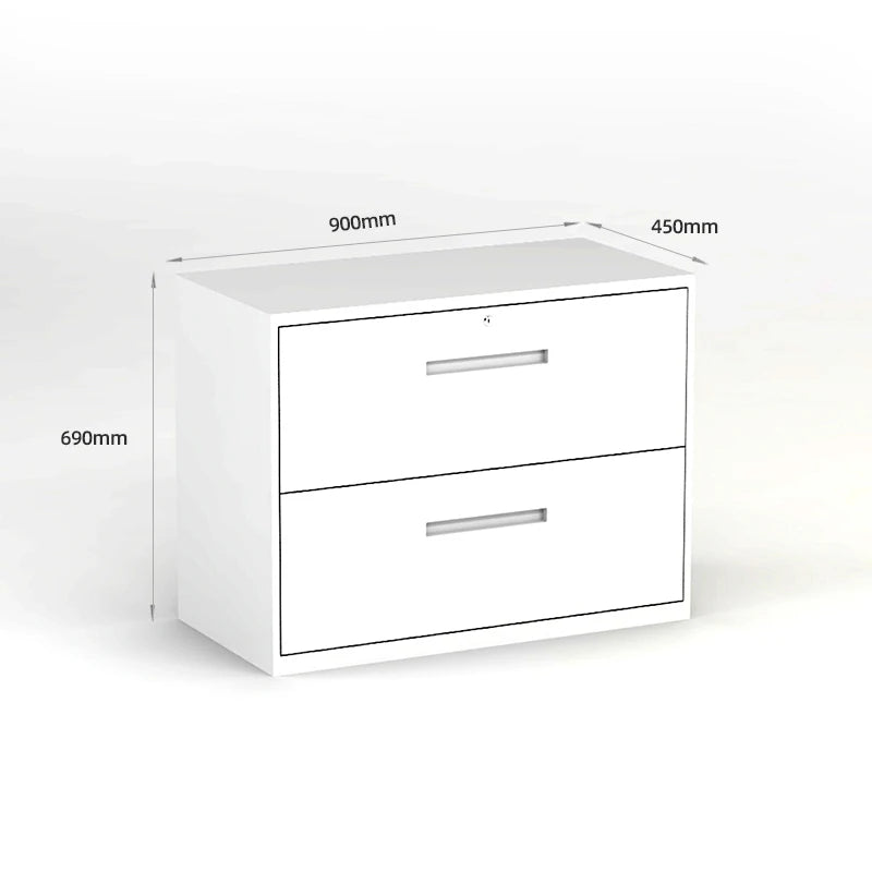 Modern 2 Tier 2 Drawer Steel Black Lateral File Cabinet With Handle With Fire And Moisture-proof For Home Office Furniture