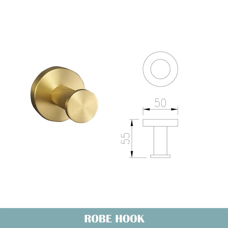 Stainless Steel Gold Brushed Bathroom Toilet Accessories Hardware Set Towel Hook Wall Mounted Paper Holder Toilet Brush Holder