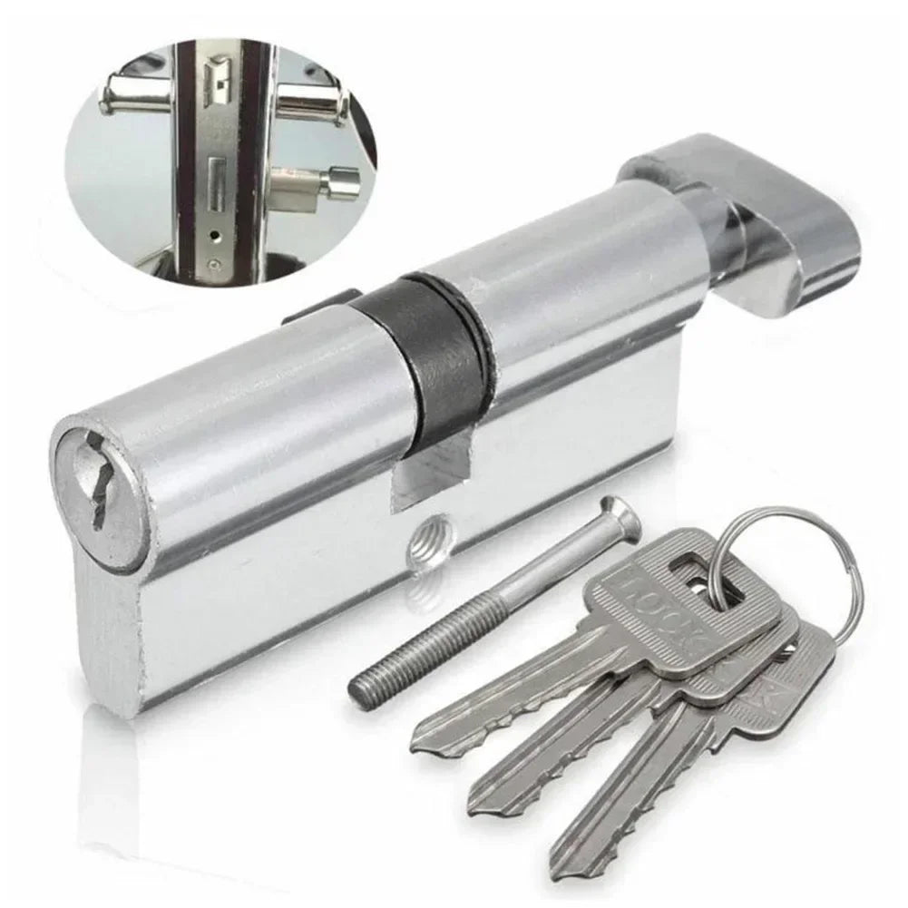 Door Lock Cylinder With 3 Keys Entrance Aluminum Door Lock Home Security Interior Bedroom Lock Cylinder