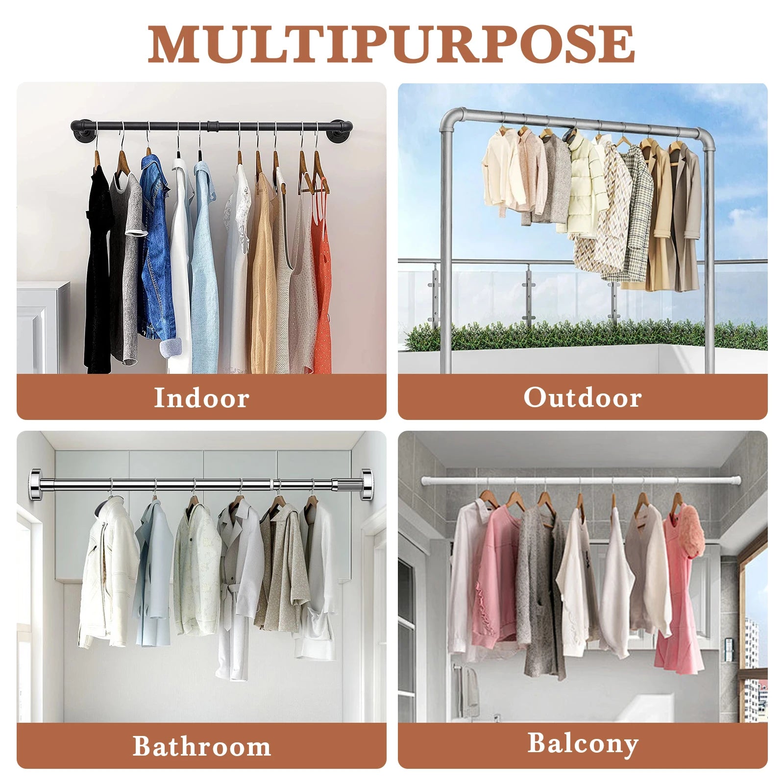 Pole Closet Hook Clothes Reach Stick Rod Retractable Reacher Hanger Garment Drying Clothing Poles Telescoping Hanging Closet Rod