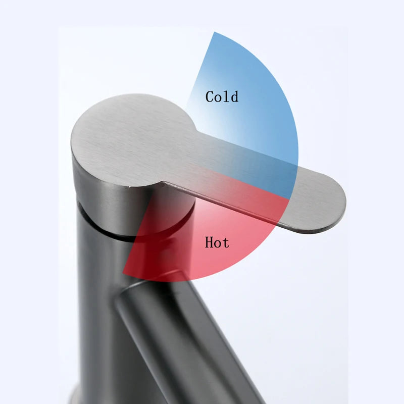 Basin Sink Bathroom Faucet Deck Mounted Hot Cold Water Basin Mixer Taps Matte Black Lavatory Sink Tap Crane