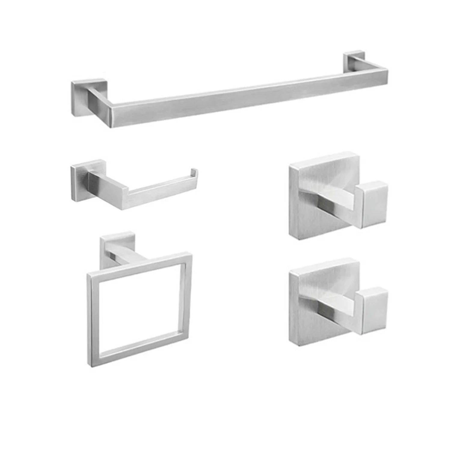 Bathroom Hardware Accessories Set 5-Pieces Bath Towel Bar Set Towel Racks Wall Mounted Stainless Steel for Bathroom Toilet