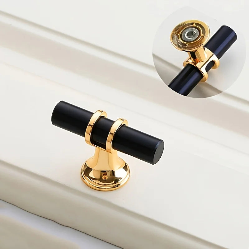 12pcs Wardrobe door handle modern simple light luxury black cabinet handle Golden lengthened cabinet door drawer small handle