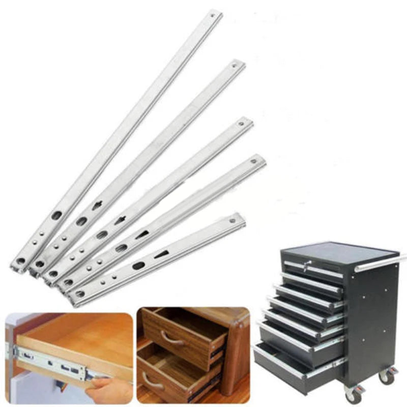 2Pcs Ball Bearing Drawer Slides 8-16inch Furniture Slide 17mm Metal Ball Bearing Slides Keyboard Cabinet Cupboard Drawer Runners