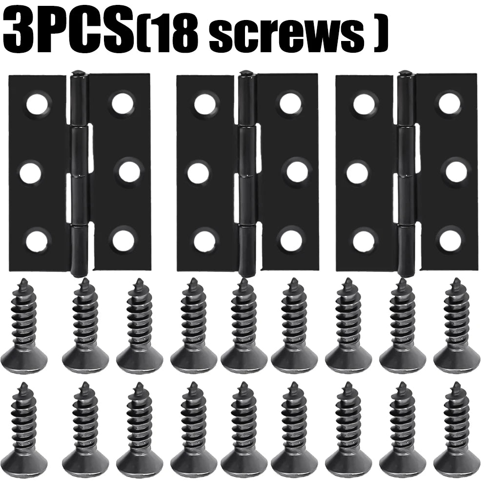 Stainless Steel Hinge for Furniture Wooden Doors Windows Cabinets Cupboards Bookcase Fitting Hardware 6 Mounting Hole with Screw