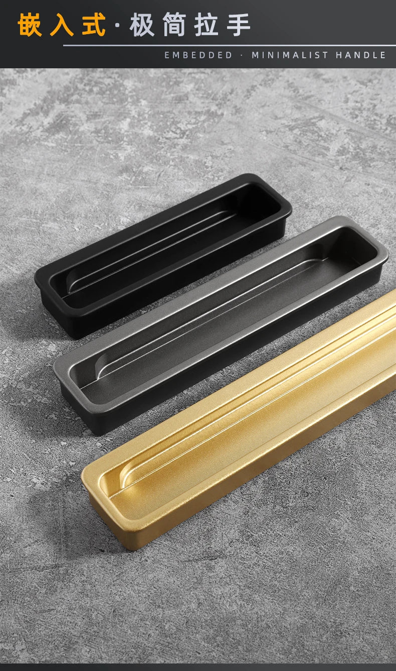 Simple modern drawer cabinet door shoe cabinet concealed built-in closet door slotted invisible sliding door handle