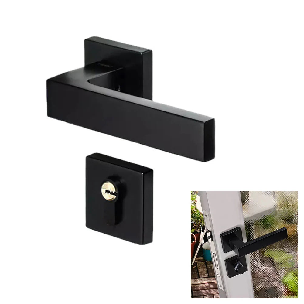 For Bedroom Interior Door Handle Lock Black Door Lock Reliable Security Versatile Application For Living Room Doors