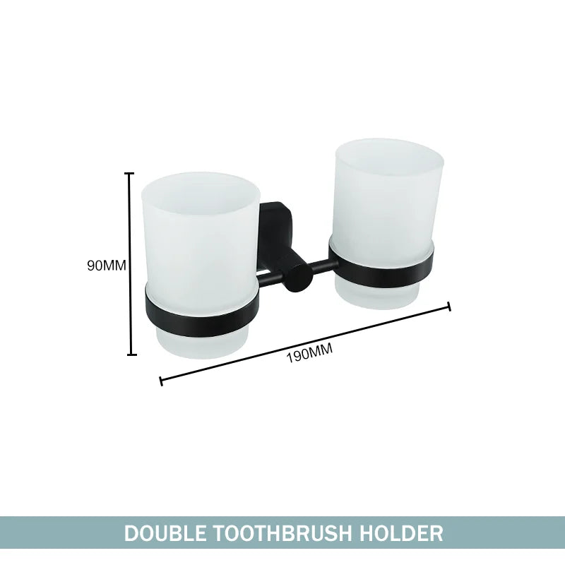 Matte Black Bathroom Accessories Set Wall Mount Stainless Steel Clothes Hook Toilet Paper Holder Towel Bar Hardware Pendant