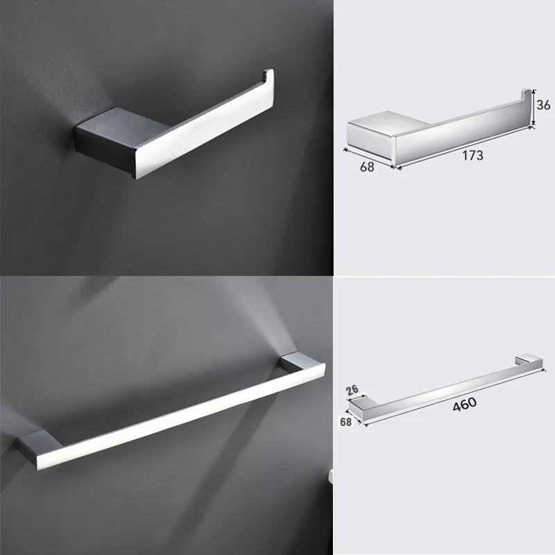 Aluminum Bathroom Accessories Sets Roll Paper Holder Toilet Brush Holder Ceramic Holder Towel Bar Towel Holder Robe Hook Anodize