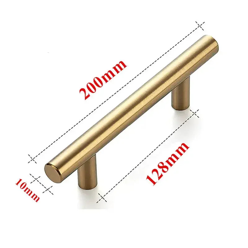 T Modern Minimalist Handles Brushed Brass Gold Cabinet Door Handles Zinc Alloy Bath Drawer Handles Kitchen Furniture Hardware