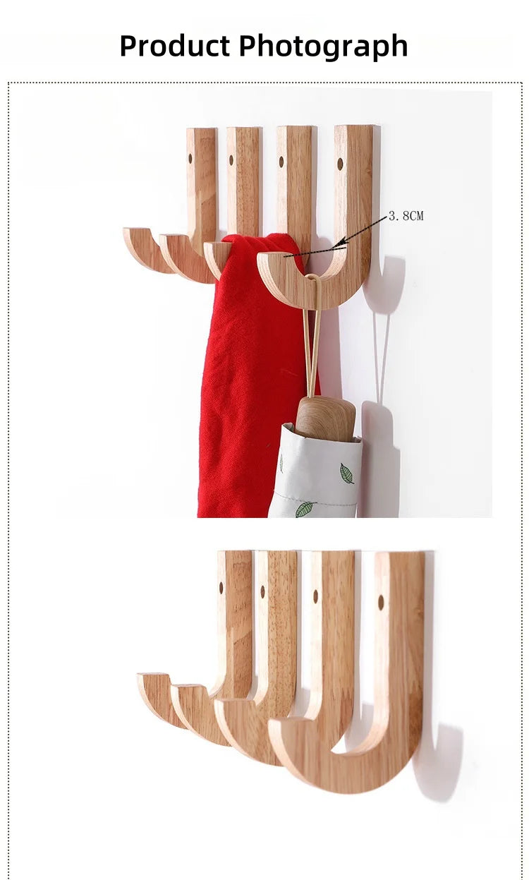 Wood Clothes Hanger Wall Mounted Coat Racks Storage Hook Key Holder Hat Scarf Handbag Hanger Organizer Home and Decoration Hooks