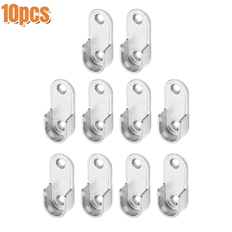 2/6/10pcs Thicken Closet Rod Brackets,Oval Hanging Clothes Rod Holder,Wardrobe Clothes Tube Support,Household Storage Organizer