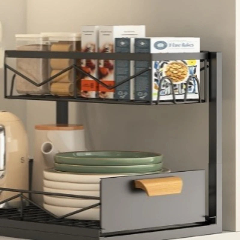 Pull-Out Kitchen Drawer Storage Rack Multi-Layer Under-Sink Organizer Cabinet Shelf for Kitchen Essentials